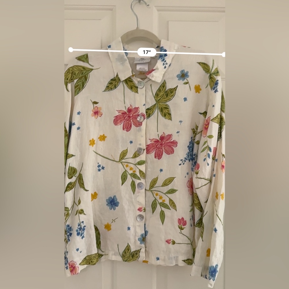 Hot Cotton by Marc Ware 100% Linen Vintage Floral Button Up l SIZE M - Picture 5 of 8